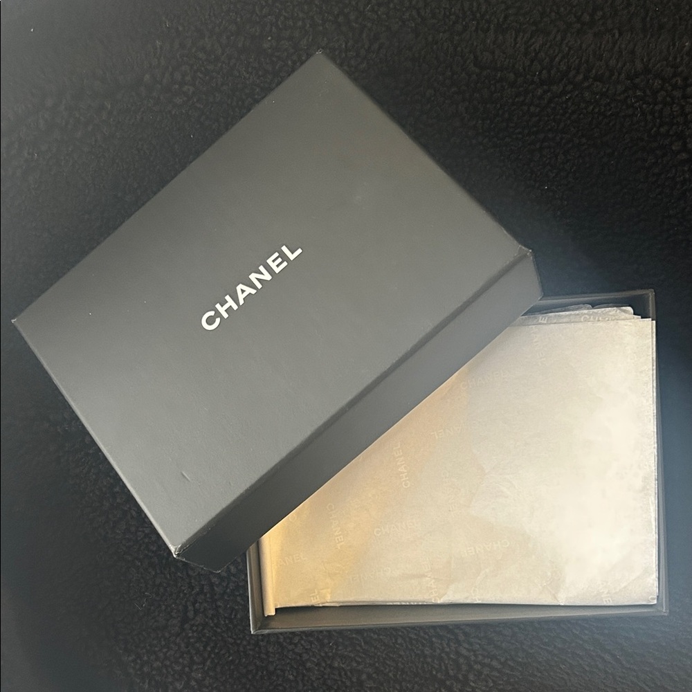 CHANEL Small Luxury Black Gift Box W/Logo+CHANEL White Tissue Paper Included